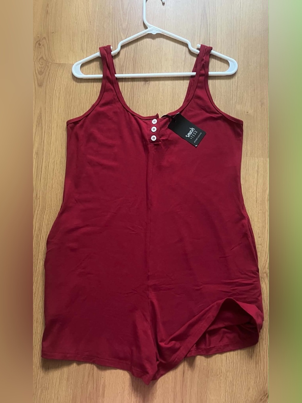 Smash + Tess Crimson Tank Romper with Button Front - Picture 3 of 6